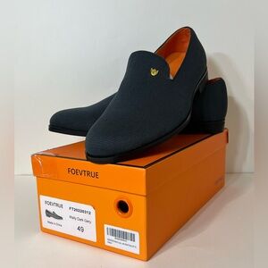 FOEVTRUE Men's Loafers Fashion Party Wedding  Woven Shoes, Dark Gray Size 14/49